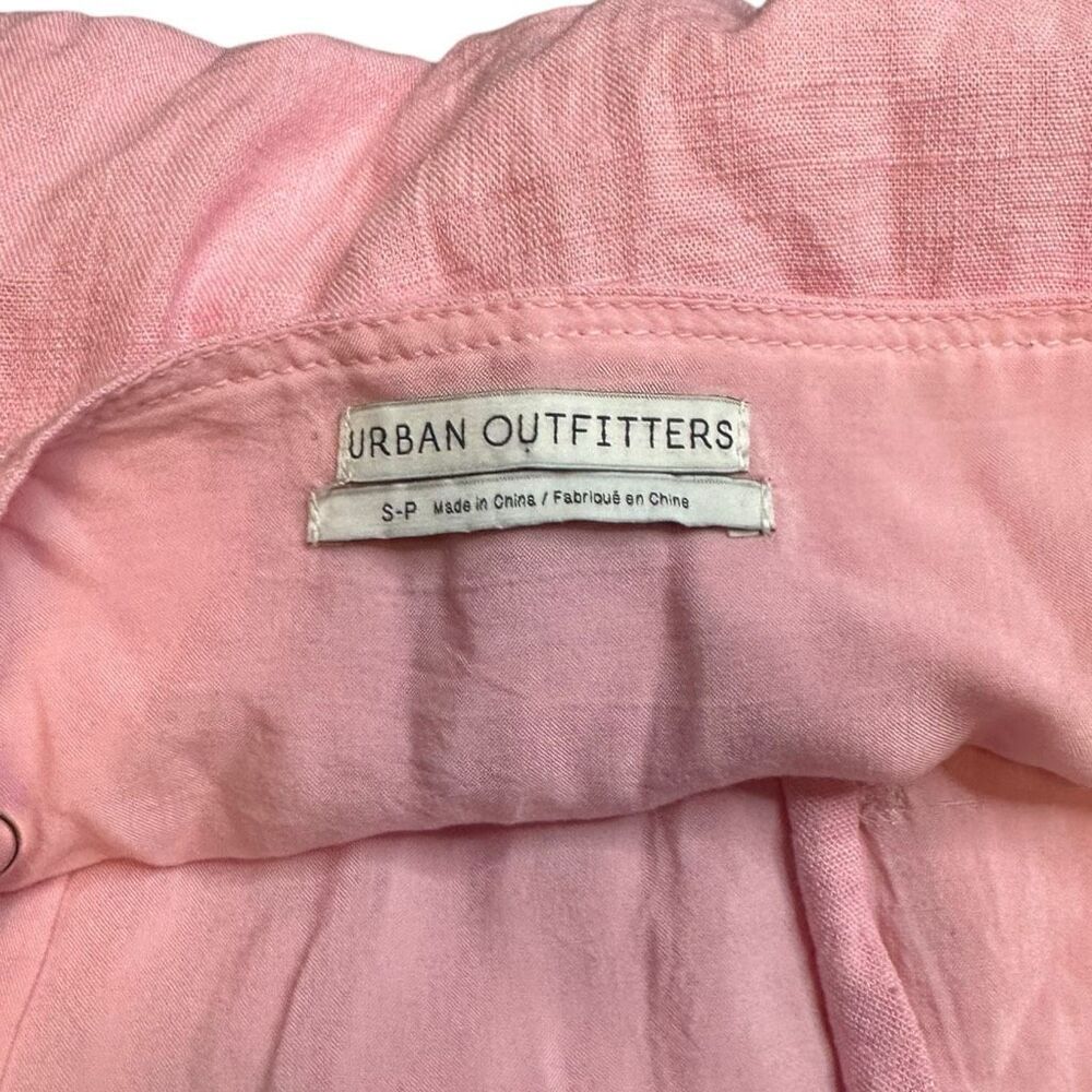 URBAN OUTFITTERS Women’s Pink Linen Blend Button-Front Drop Waist Midi Dress Siz - Picture 5 of 8